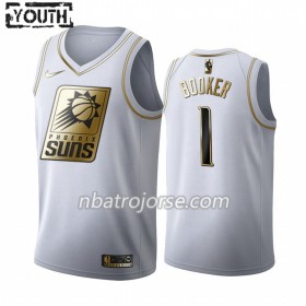 Barn Phoenix Suns Tröja Devin Booker 1 2019-20 Nike Vit Golden Edition Swingman